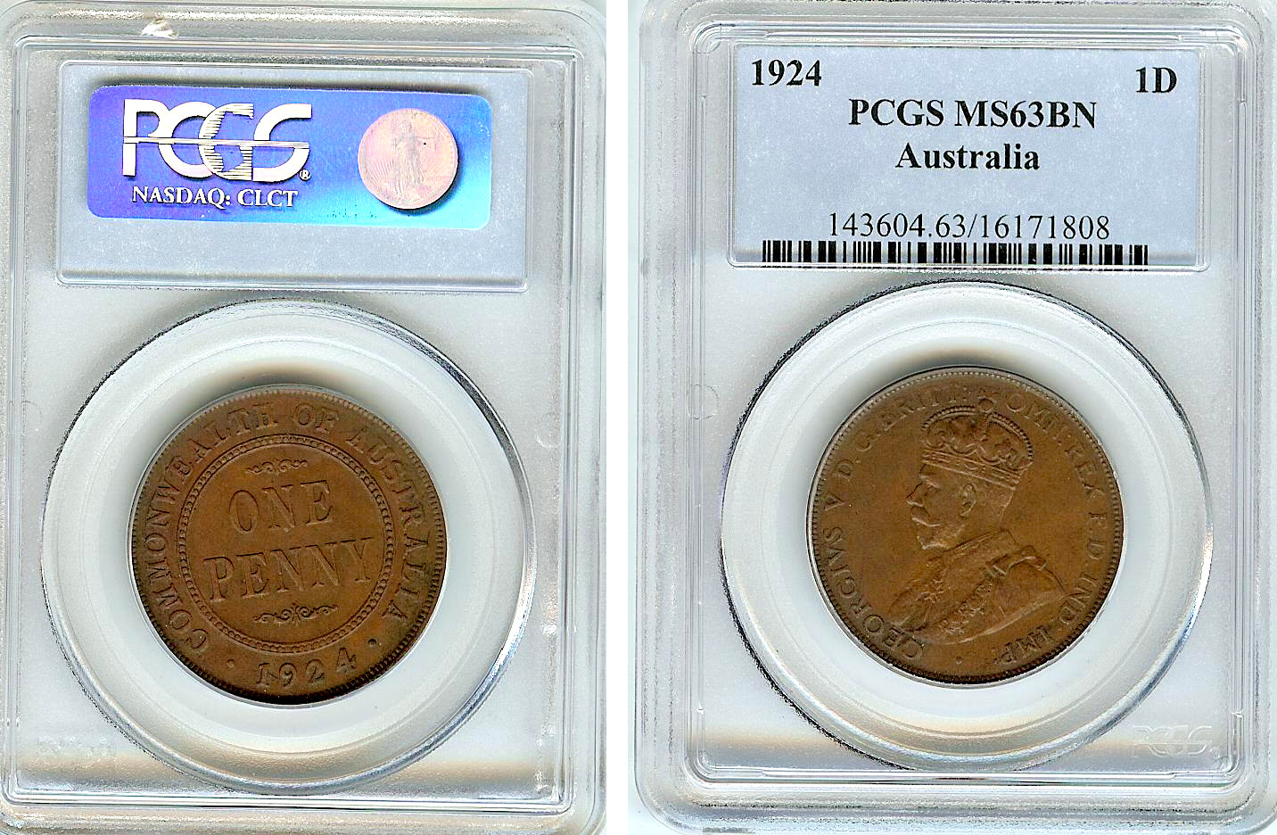Australian penny 1924 PCGS MS63BN